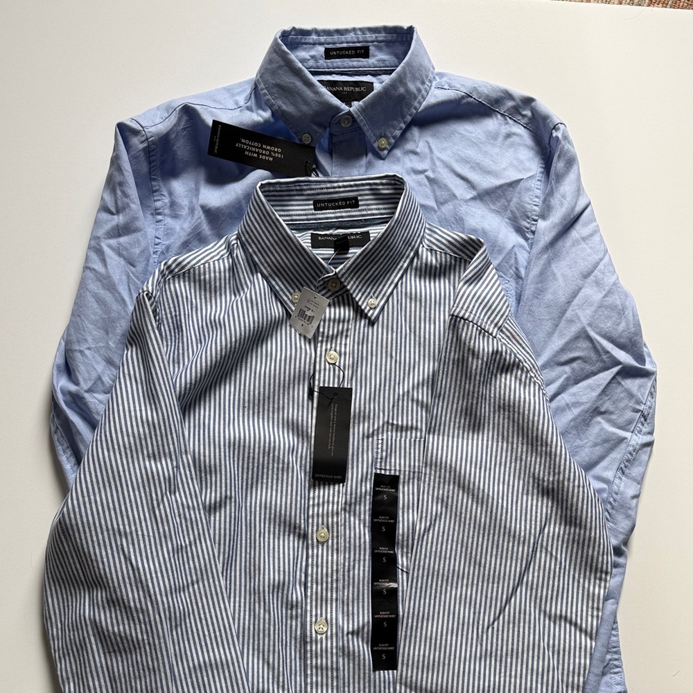 Banana Republic Factory Blue and Striped Button Down Shirts